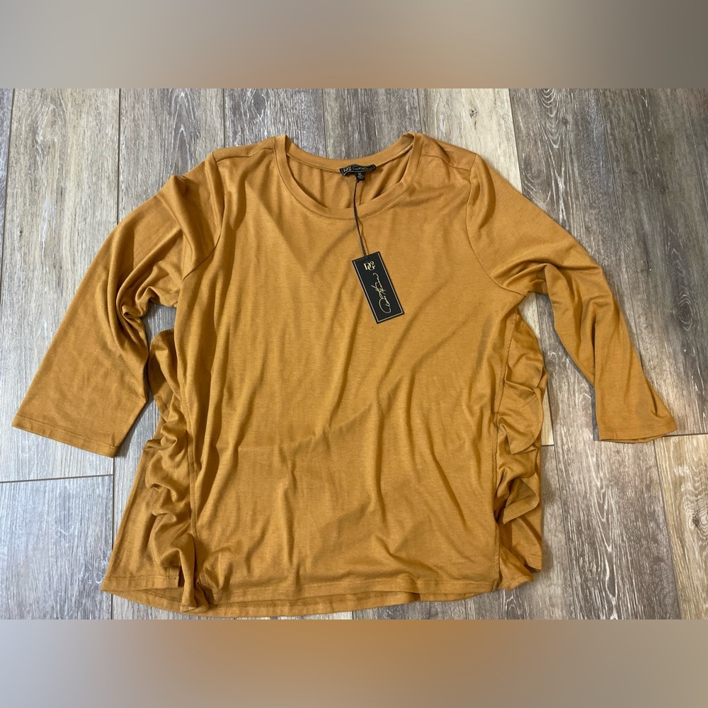 NWT DG2 Women's Camel Blouse with Side Ruching size XL